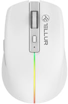 TELLUR Mouse senza Fili con Click Silenzioso, Ricaricabile, Nano Ricevitore USB 2.4 Ghz, Mouse Wireless con Click Silenzioso, 1600DPI, Banda Luminosa RGB, Design Sottile e Leggero da Portare (Bianco)