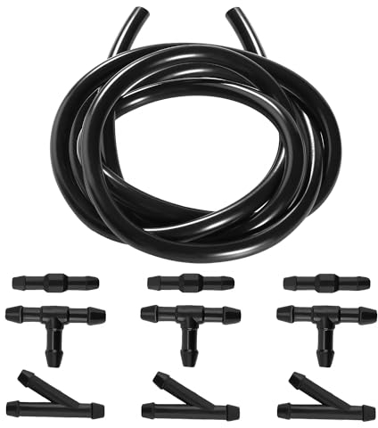 Lyeteung 1m Tuyau de Liquide de Lave-Glace, avec 9 Raccords de Tuyau, Durite Lave Glace Universel, Tuyau de Pulvérisation lave Glace, pour Connecter la Pompe à Eau et les Buses de la Voiture