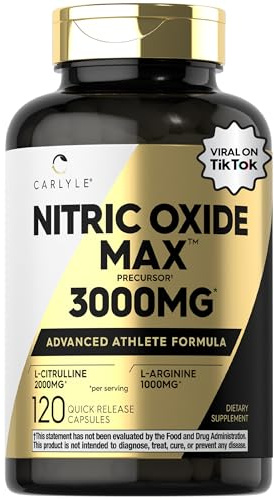Carlyle Nitric Oxide Supplement 3000mg | 120 Capsules | with L-Arginine & L-Citrulline | for Men & Women | Pre & Post Workout | Non-GMO, Gluten Free
