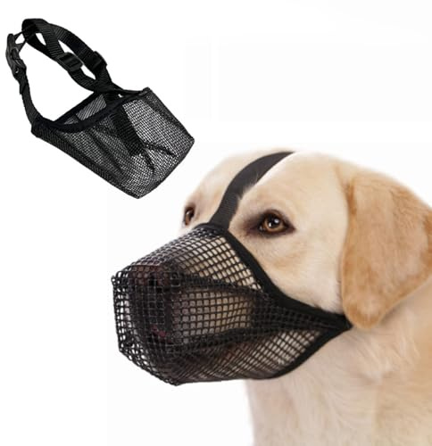 Maulkorb für Hunde,Verstellbarer Welpenmaulkörbe Atmungsaktive Haustier Maske Hundetraining Mit Verstellbarem Schultergurt und Schnalle Maulkorb für Kleine Mittlere Große Hunde Dog (L)