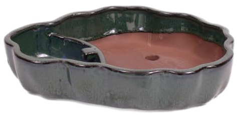 generisch Bonsai - Schale, Wasserschale, oval 24.5 x 19 x 5.5 cm grün 51364