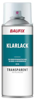 BAUFIX Sprüh und Effektlack, Klarlack Spray transparent, hochglänzend, 400 ml, DIY Lack, Dekorieren von Glas Metall und Holz