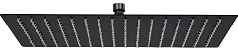 Hommdiy Regenbrause Anti-Kalk-Düsen Brausekopf Duschkopf Kopfbrause Regendusche Duschbrause Wand Decke Edelstahl,Schwarz,40 x 30 cm