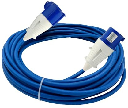 14m 240V 16A Socket Extension Lead Heavy Duty Outdoor Extension Lead with 2.5mm 3 Core Cable, Hook Up Cable & 240V IP44 Power Plug Extension for Caravan, Home and Outdoor Use, Made in UK