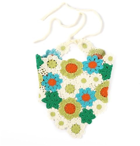 Blumen-Haarschal-Stirnband für Frauen Dreieckstuch, gehäkelt, gestrickt, Haarbänder, weibliches Krawatten-Wickel-Stirnband Haarbänder