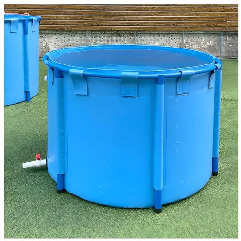 Zfmnoyev Round Pool Above Ground, PVC Canvas Fish Pond Pool with Bracket, Large Collapsible Pool Above Ground, for Store up Water Irrigation, Easy to Install(2x1m/78.7x39.4 in)
