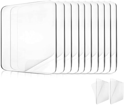 BYTLEOUTJ 12 pcs Clear Double Sided Adhesive Pads for Mounting Waterproof 8x8cm Double Sided Sticker Super Strong Heavy Duty Washable Sticky Patch Walls Hanging Nano Gel for DIY Craft Home Office