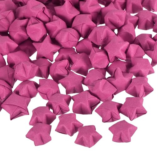 QUARKZMAN 136 Estrellas de la Suerte de Origami Prefabricadas, Estrellas de Los Deseos de Papel, Rosas Rojas para Navidad, Fiestas, Bodas, San Valentín, Regalo para Amigas