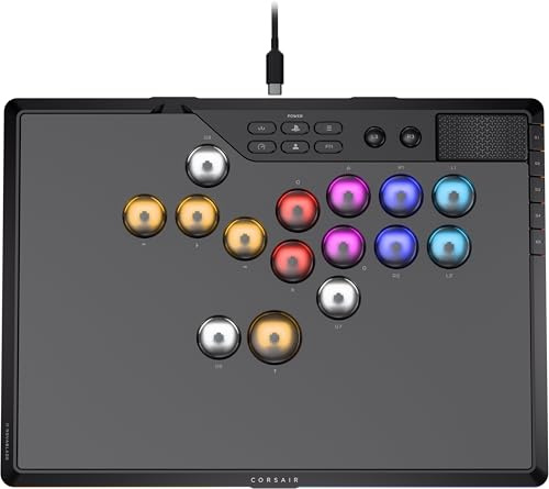 Corsair NOVABLADE PRO Mando Inalámbrico sin Palanca de Efecto Hall – 15 Teclas Principales, 1000Hz-Polling, Inalámbrico de 2,4 GHz, SOCD, Interruptores Magnéticos MGX Hyperdrive, PS5, PS4, PC – Negro