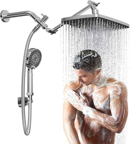 Pommeau de douche à effet pluie haute pression 2025 avec pulvérisateur à main, ensemble de salle de bain réglable de 30,5 cm, douche double et tandem, pommeau de douche cascade pour salle de bain