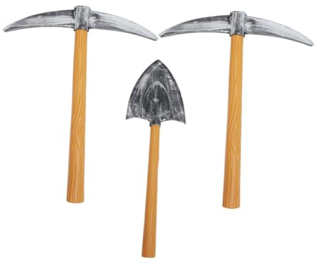 HEALSOPTHY Set di 3 Accessori Scena Piccone di Schiuma e Vanga per Cosplay e Spettacoli Teatrali, Piccole Dimensioni, Design Resistente e Compatto, per Feste di Halloween e Costumi da Minatore