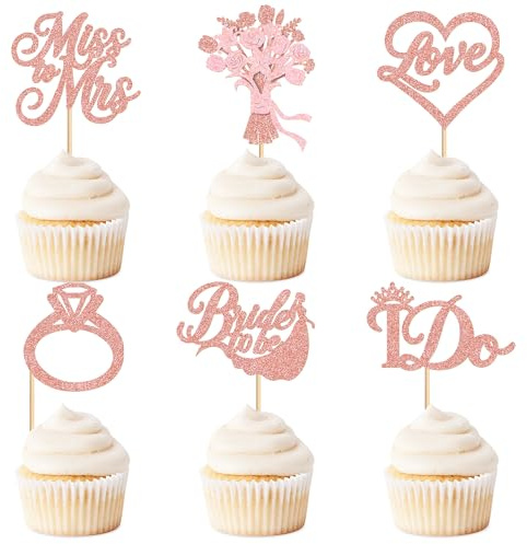 Blumomon Cupcake-Topper mit Aufschrift Bride to Be, Jahrestag, Cupcake-Dekoration, Brautparty, Junggesellinnenabschied, Junggesellinnenabschied, Verlobung, Cupcake-Dekorationen, 24 Stück