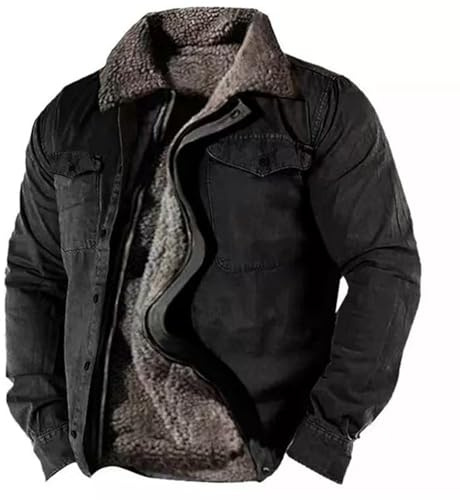 Générique Manteau Homme Hiver Chaud Veste Polaire Chaude Sans Capuche Pour Hommes Premium Manteaux Coupe-Vent De Randonnée Blouson D'hiver Épais Travail