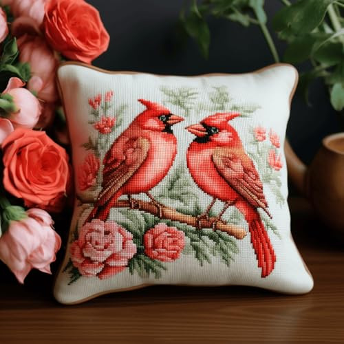 XvvwEndlessx Knüpfkissen Set Zum Selber Vogel Knüpfen Für Erwachsene Und Anfänger,Diy Kissenbezug Mit Knüpfhaken-Set Latch Hook Cushion Kit,Kreatives Basteln Ideal Für Home Decor 43X43Cm