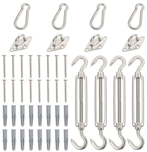 Abaodam Hebillas de Acero Inoxidable para Toldos Tensores Ajustables con Muelle para Montaje de Velas de Sombra Kit de Fijación Práctico para Camping Senderismo y Actividades al Aire