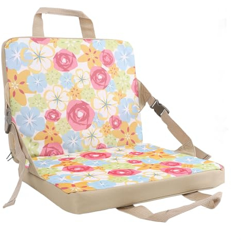 EOJDDPA Coussin de Stade Pliant avec Support Dorsal, Tissu Oxford 600D épais, Chaise de Gradin Portable pour Enfants, Motif de Fleurs Rouges, Camping en Plein air, Pique-Nique