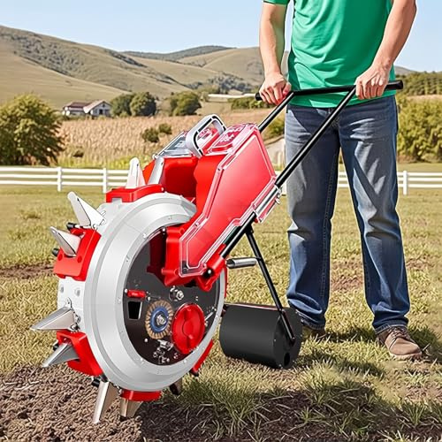 Manual Seeder Hand-Push Garden Seeder Roller Seeding and Fertilizer Applicator, Row Planter Corn Planter Seeder for Soy Peanut Corn Cotton Soybean 7 Nozzles
