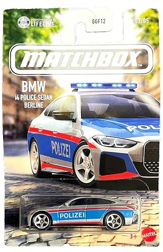 Matchbox BMW i4 Polizei Berlin 2/5 European Serie 2026 1:64 Modellauto Kinder Spielzeug Police Limousine Sammlerstück oder zum Spielen JJR56