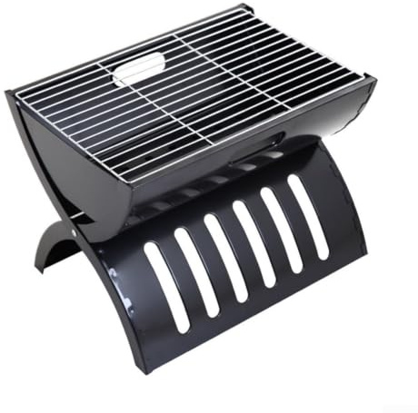 Barbecue portatile pieghevole a carbonella barbecue da tavolo con stabilità triangolare per campeggio all'aperto escursionismo festa in spiaggia nero