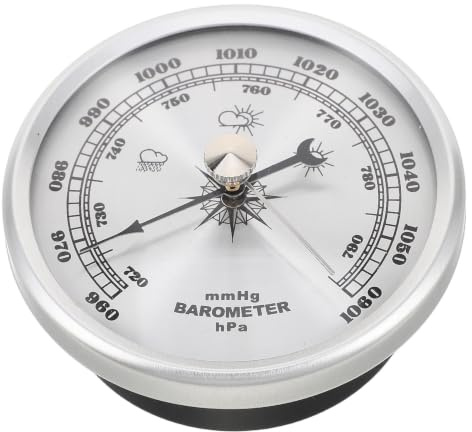 MAGICLULU Traditional Weather Barometer with Adjustable Calibration and Liquid-free Stability, Metal and Plastic Analog Pressure Gauge for Room and Living Rooms, 7cm Size Indoor Decorative