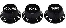 Fender Stratocaster® Knobs, Black (Volume, Tone, Tone) (3)