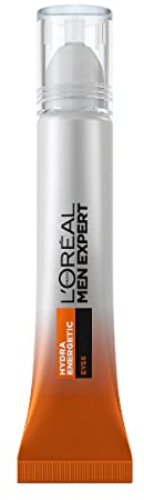 L'Oréal Men Expert Hydra Energetic Roll-On para ojos, con vitamina C*, Fórmula antifatiga que reduce la apariencia de bolsas y ojeras, [10ml]