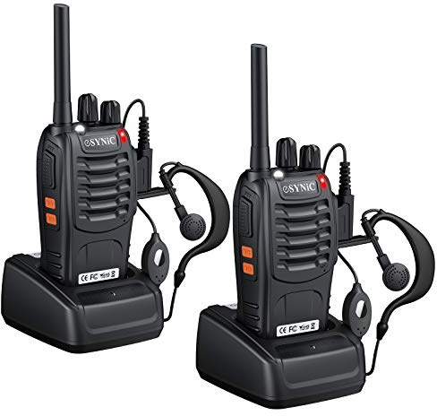 ESYNiC Paio Walkie Talkie Ricaricabile VOX PRM446MHz Radio Walkie-Talkie Professionali 16 Canali CTCSS/DCS Ricetrasmittente Portatile con Base per USB Caricabatterie e Auricolari