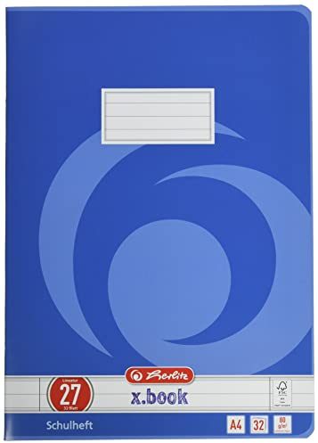 Herlitz Schulheft x.book A4, liniert, Lineatur 27, 32 Blatt, 5 Stück