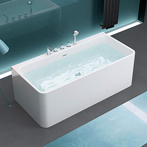 Mai & Mai Freistehende Badewanne 170x80cm Rechteckig inkl. Armatur Standbadewanne aus Sanitäracryl V601s MA