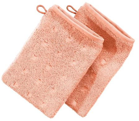 Möve Waschhandschuh Quadretti 2er-Pack Walk-Frottier apricot Größe 15x20 cm