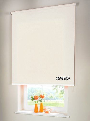 Sichtschutzrollo Mittelzugrollo Springrollo Rollo Verdunkelung 80 x 260 cm / 80x260 cm creme