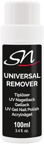 SN Nageldesign Universal Remover Entferner für Shellac UV Nagellack Tiplöser Gellack Schellack Nagellackentferner Aceton 100ml