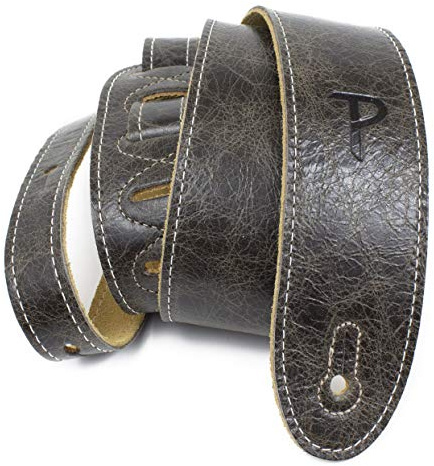 Perri's Leathers Italian Leather Guitar Strap, 41 to 56, Vintage Brown, Soft Deluxe, Adjustable, Reinforced Keyhole & Slots, Electric, Bass, Acoustic Guitar Straps Leather