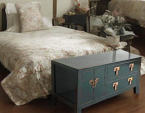OPIUM OUTLET TV Kommode Sideboard Schrank Lowboard asiatisch orientalisch chinesisch Vintage-Stil schwarz Shabby-chic