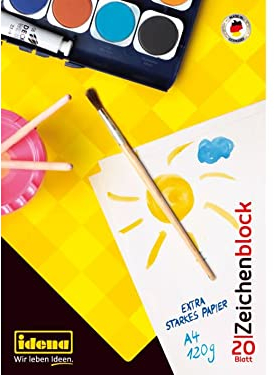 Idena 10387 - Zeichenblock, DIN A4, 20 Blatt, 120 g/m², 1 Stück