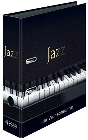 Herlitz Motivordner mit silbergefärbter Gravur / DIN A4 / 80mm breit / Jazz