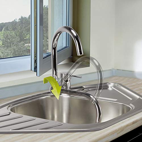 Designer ASTER Fensterarmatur umklappbar Chrom C-Auslauf Küchenarmatur Wasserhahn Spültischarmatur Waschtischarmatur Einhebelmischer Hochdruckarmatur Mischbatterie Spültischbatterie Küche