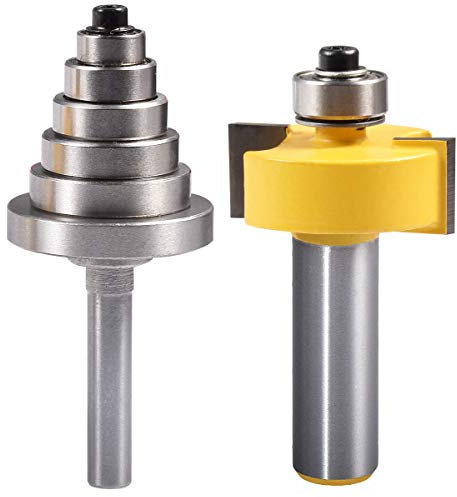 Broca de rebaje KATUR con juego de cojinetes intercambiables de 6 tamaños para múltiples profundidades, incluyendo 1/8, 1/4, 5/16, 3/8, 7/16, 1/2 Seis tamaños (1/2Caña)