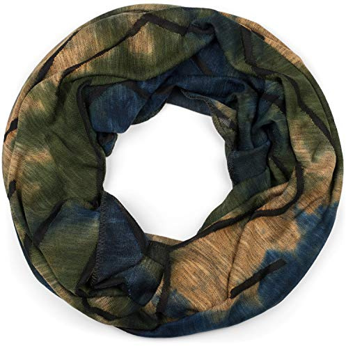 styleBREAKER Unisex Loop Schal Destroyed Look Batik Verlauf | 81x38 cm großer Vintage-Rundschal mit zackenförmigen Rissen, kratzfreies Gewebe, bequem 2- bis 3-mal um den Hals wickelbar.