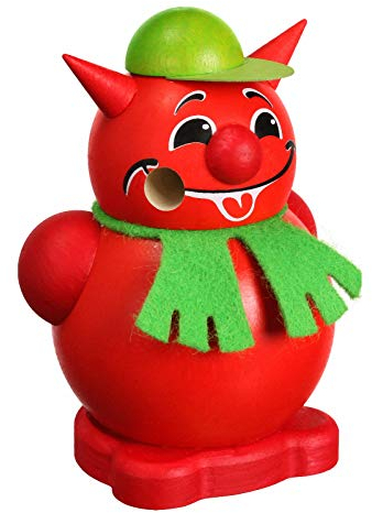 Seiffener Volkskunst | Deko Räuchermann | Mini Cool-Man Räuchermännchen 8 cm | Schneemann | Original Erzgebirge | 19624 | als Teufel