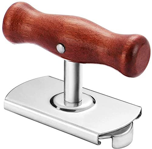 YRHH Abrelatas Ajustable Manual de Acero Inoxidable Botellas de Tapa fácil de sellar Mango de Madera Abridor de Tapa de Rosca Herramienta de Cocina