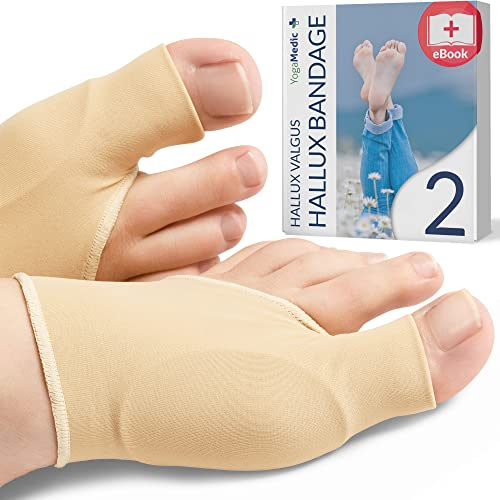 YOGAMEDIC Hallux Valgus Korrektur Socken - Großer Zeh Entlastung - Vorfusspolster für Hammerzeh Korrektur - 1 Paar für Schuhe - Zehenspreizer, Schiene, Zehenkorrektur Damen & Herren - Größe L/XL