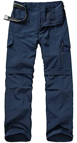 Jessie Kidden Hiking Walking Trousers Men,Quick Dry Convertible Lightweight Breathable Waterproof Outdoor Fishing Work Zip Off Cargo Pants #6088 Blue-36