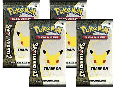 Celebrations Booster Pack Lotto (x4) – Set zum 25. Jubiläum – 4 Karten pro Packung (die Kollektion enthält nur Holo und Ultra Rares)