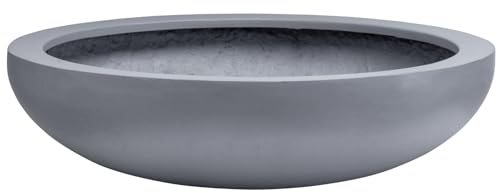 VIVANNO Pflanzschale Blumenschale Beton-Design grau – Fiberglas Dekoschale innen und außen (54x14 cm)