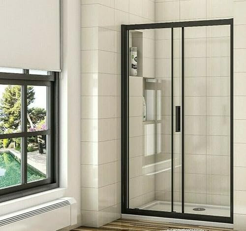 Biubiubath 1200mm Black Frame Sliding Shower Enclosure Door Cubicle Nano Glass