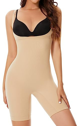 SLIMBELLE Osynlig skulpteringsbody för kvinnor, sömlös, platt mage, slimmer, bodyshaper, slipare, skulpteringsdräkt, Beige färg, L