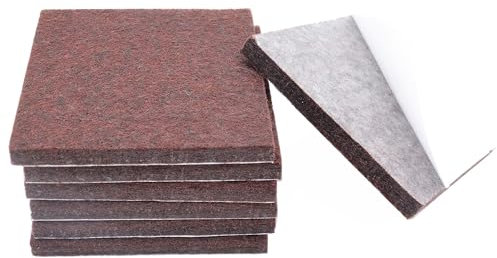 6Pcs Square Felt Furniture Pads, 4 inch x 4 inch Self Adhesive Cuttable Anti Scratch Floor Protectors for Furniture Legs Hardwood Floor, Brown, 100mm