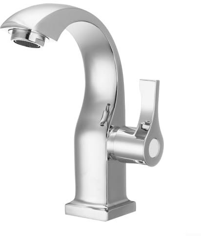 Single Cold Basin Faucet, Chrome Basin Copper Tap, Single Handle Spout Sink Faucet, High-arc Neck Cold Water Bath Tap for Kitchen, Washroom, Bathroom