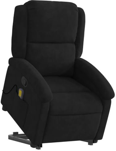 vidaXL Massagesessel, Sessel mit Aufstehhilfe, Relaxsessel mit Liegefunktion Vibrationsfunktion, Fernsehsessel Liegesessel Aufstehsessel, Schwarz Samt